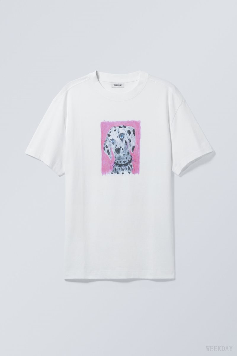 Weekday Oversized Graphic Printed T-shirt Dalmatian | KPXJ0351