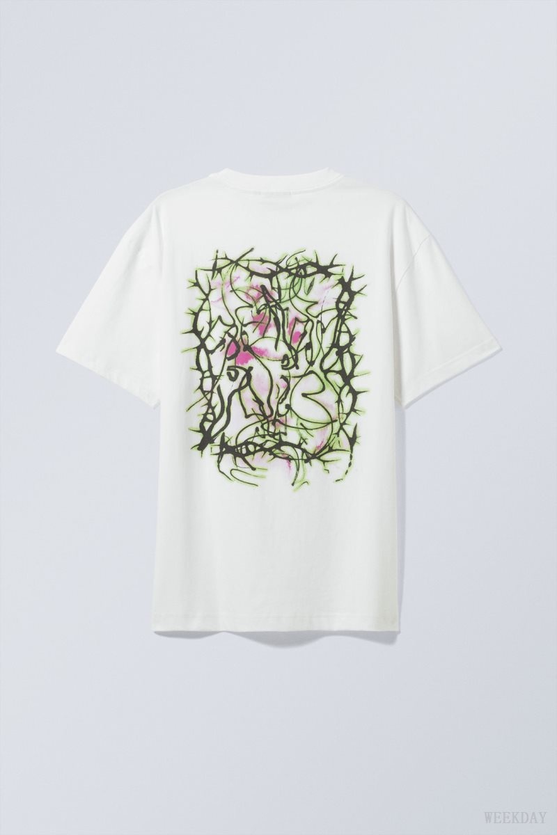 Weekday Oversized Graphic Printed T-shirt Cosmic Botanic Garden | MLUK8267