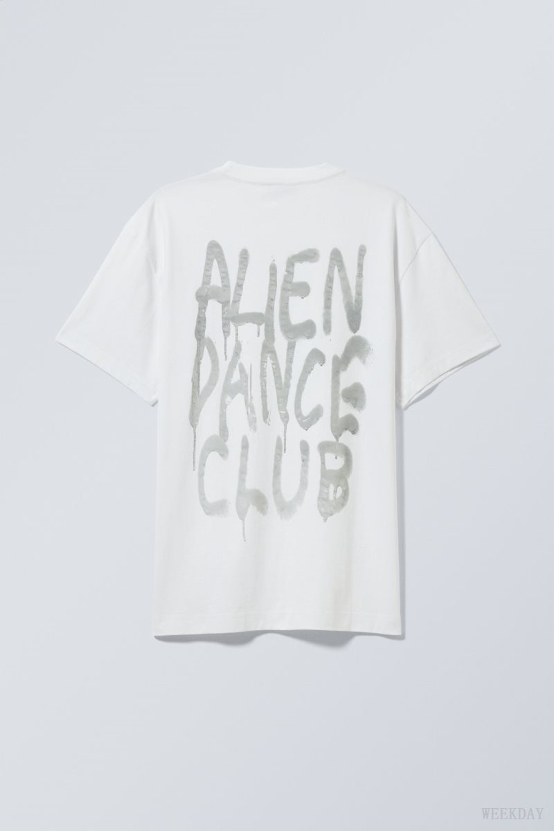 Weekday Oversized Graphic Printed T-shirt Alien Dance Club | PFKR6972