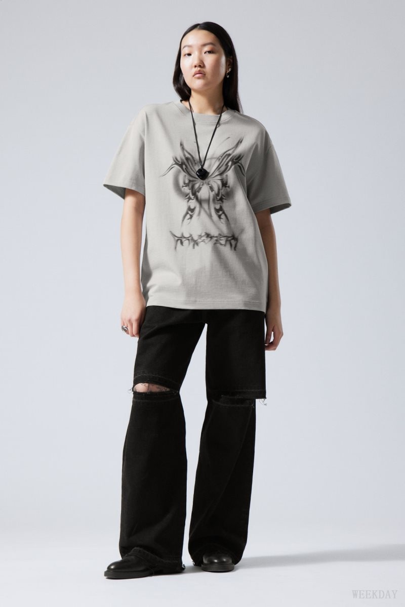 Weekday Oversized Graphic Printed T-shirt Mystery Butterfly | BKIO9420