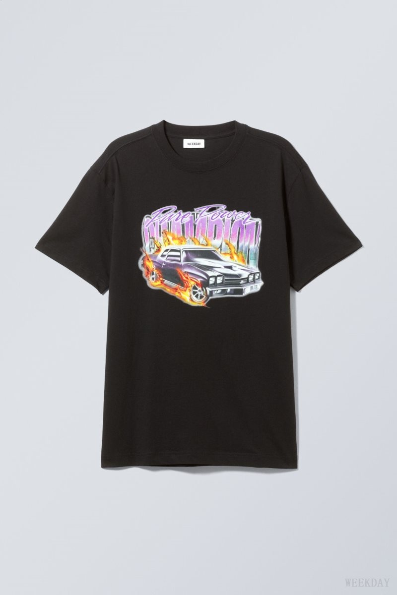 Weekday Oversized Graphic Printed T-shirt Pure Power Champion | HPQQ3238