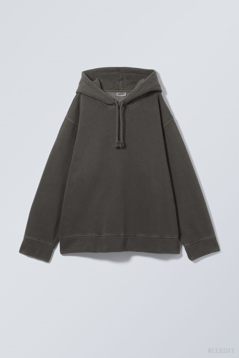 Weekday Oversized Heavyweight Hoodie Black | FCPO6558