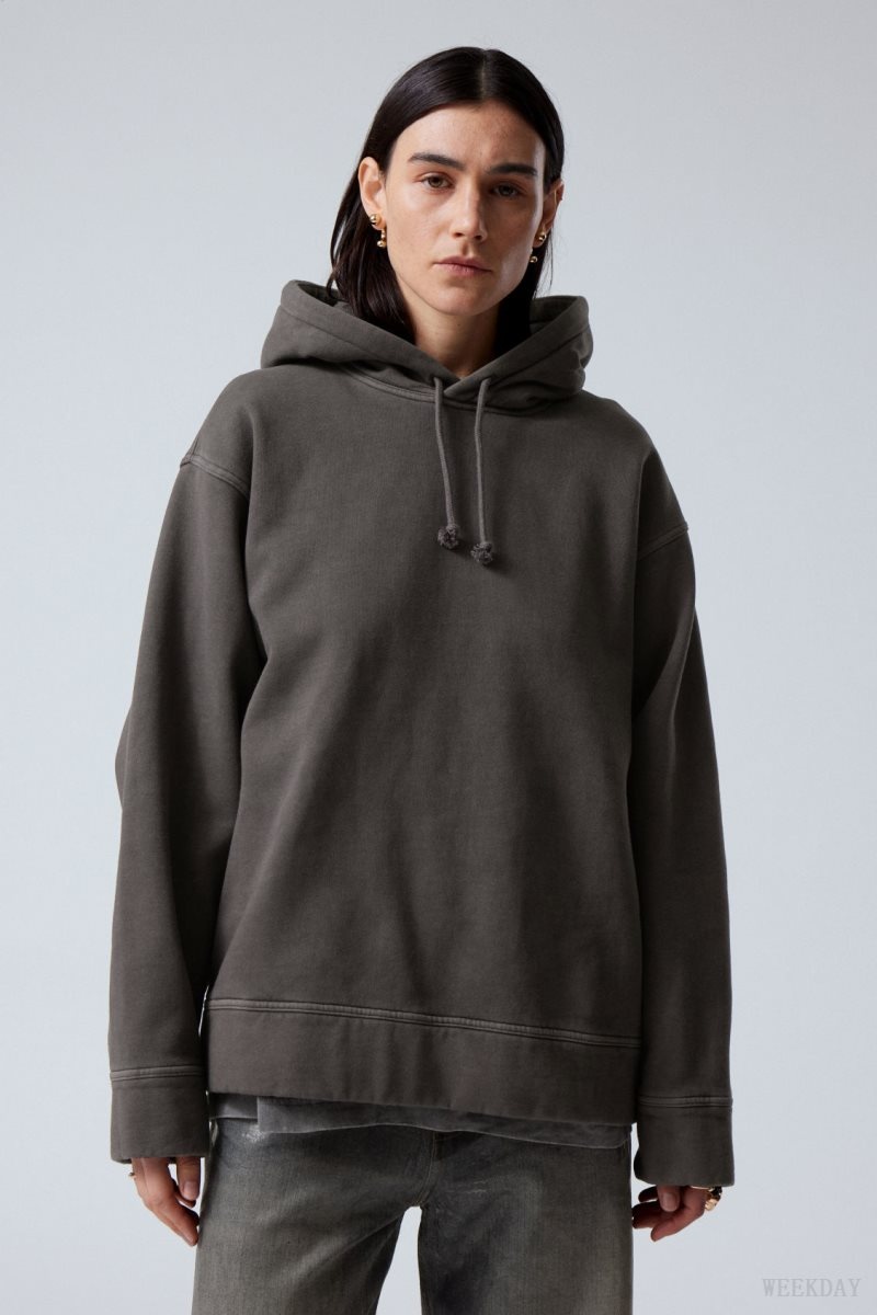 Weekday Oversized Heavyweight Hoodie Black | FCPO6558