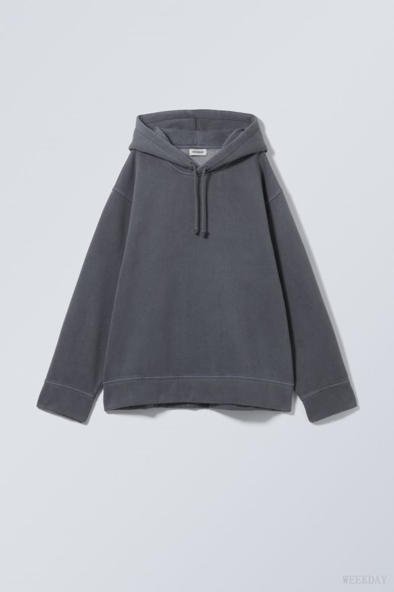 Weekday Oversized Heavyweight Hoodie Dark Blue | SXNQ9889