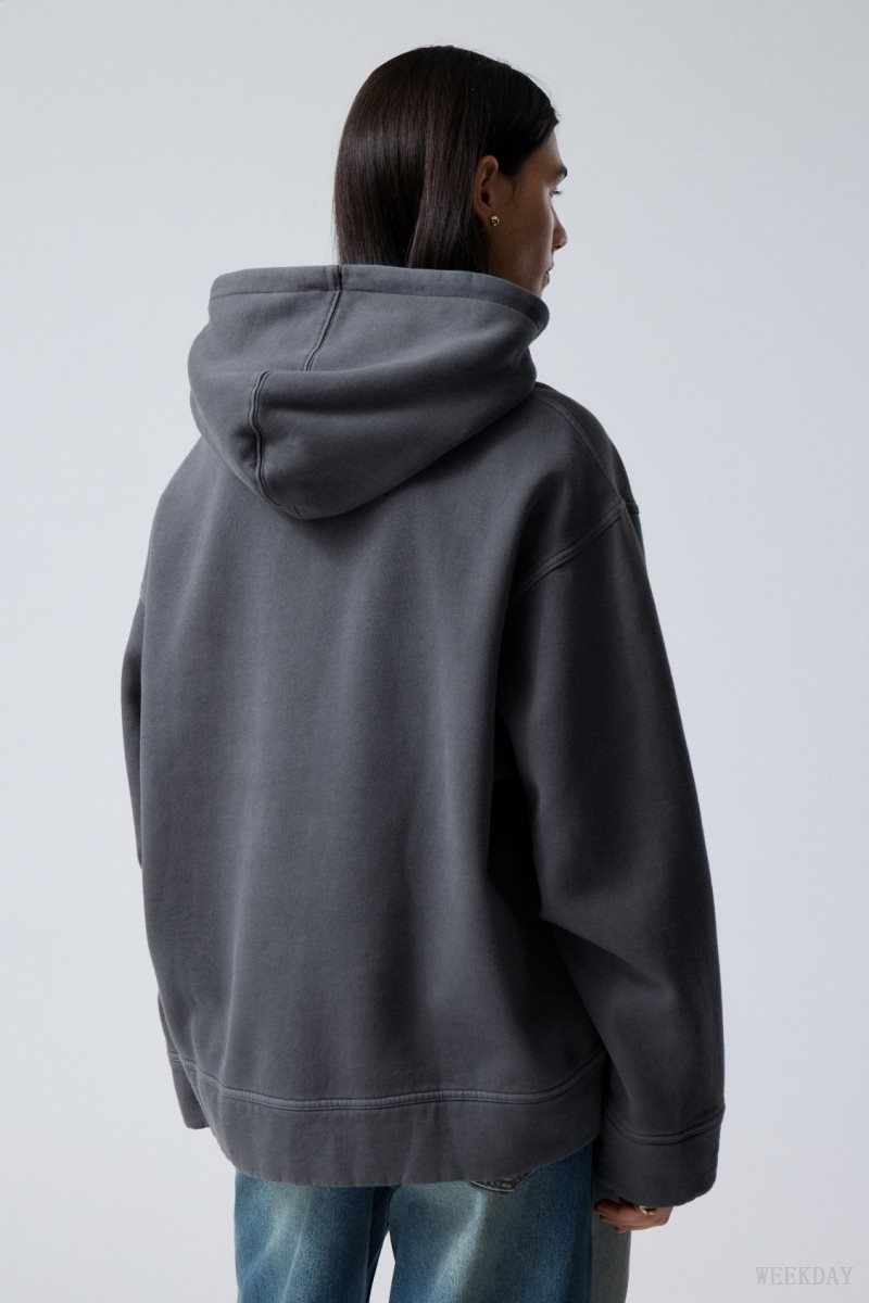 Weekday Oversized Heavyweight Hoodie Dark Blue | SXNQ9889