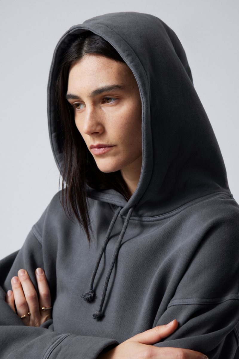 Weekday Oversized Heavyweight Hoodie Dark Blue | SXNQ9889