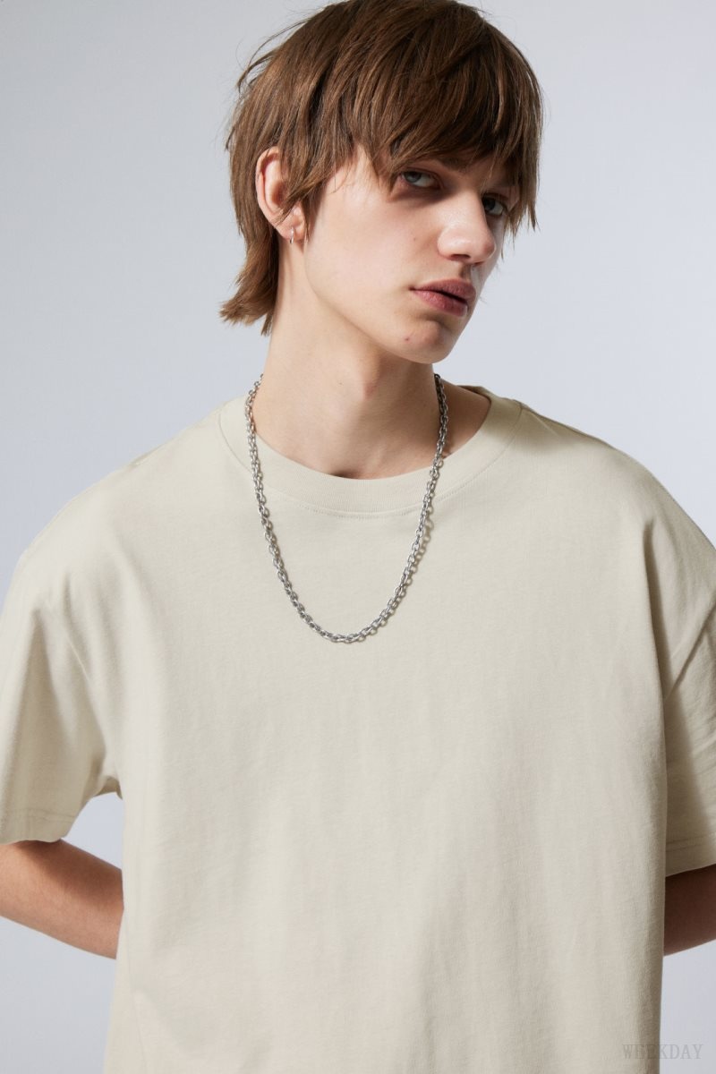 Weekday Oversized Heavyweight T-shirt Beige | IXMO4225