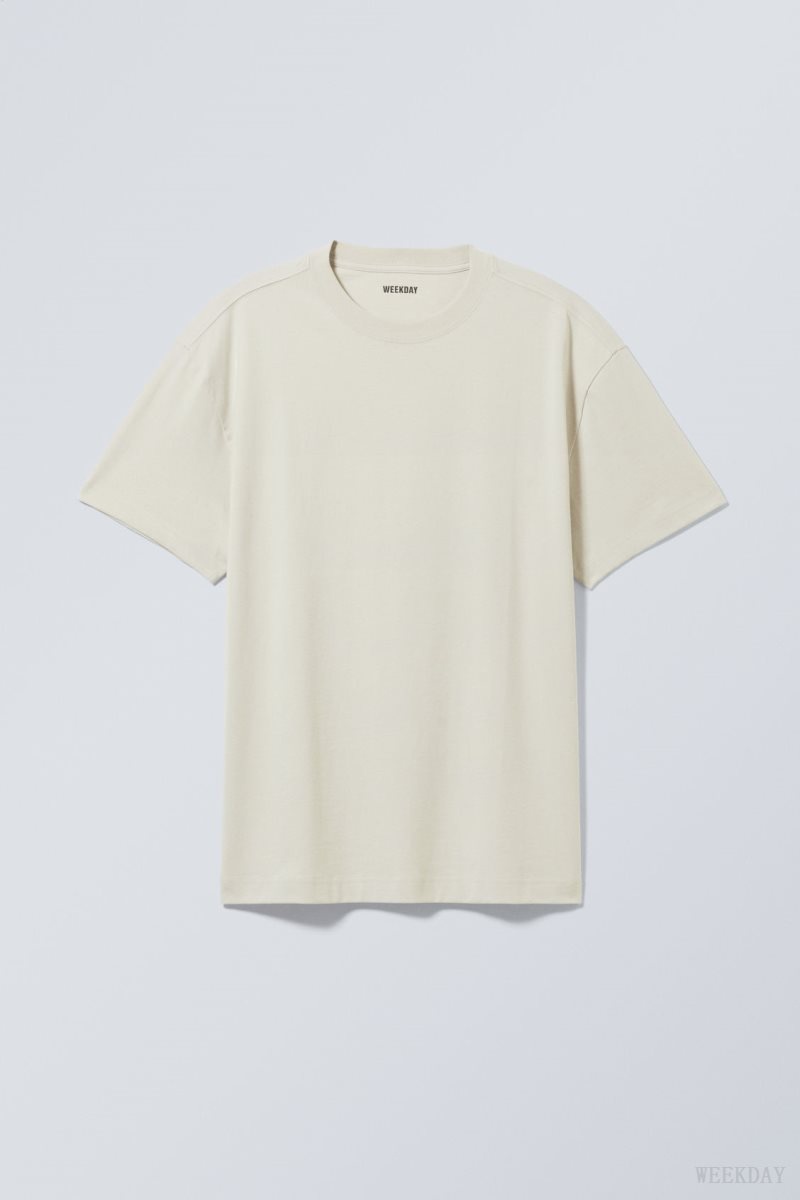 Weekday Oversized Heavyweight T-shirt Beige | IXMO4225