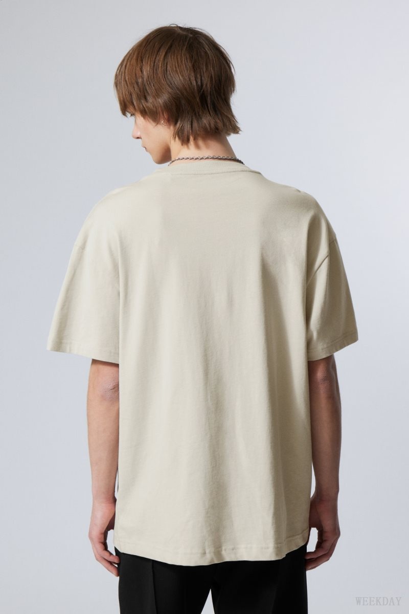 Weekday Oversized Heavyweight T-shirt Beige | IXMO4225