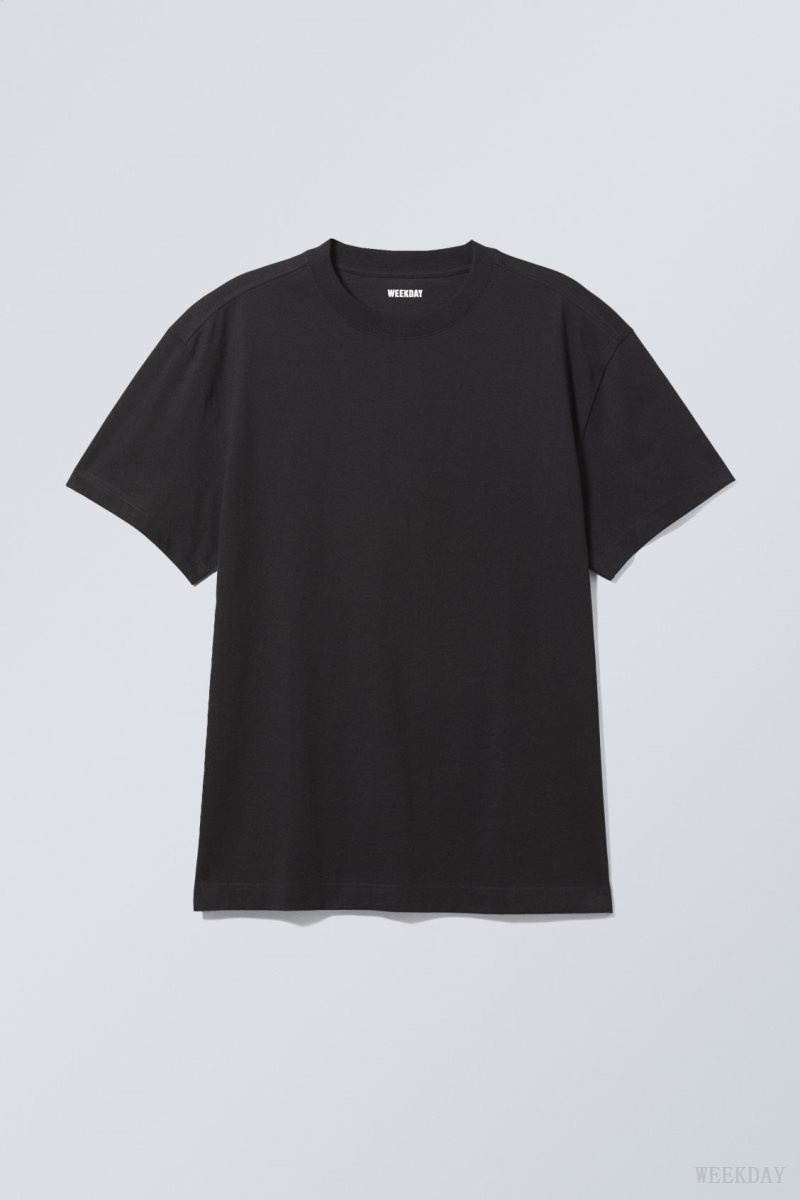 Weekday Oversized Heavyweight T-shirt Black | EFBZ0216