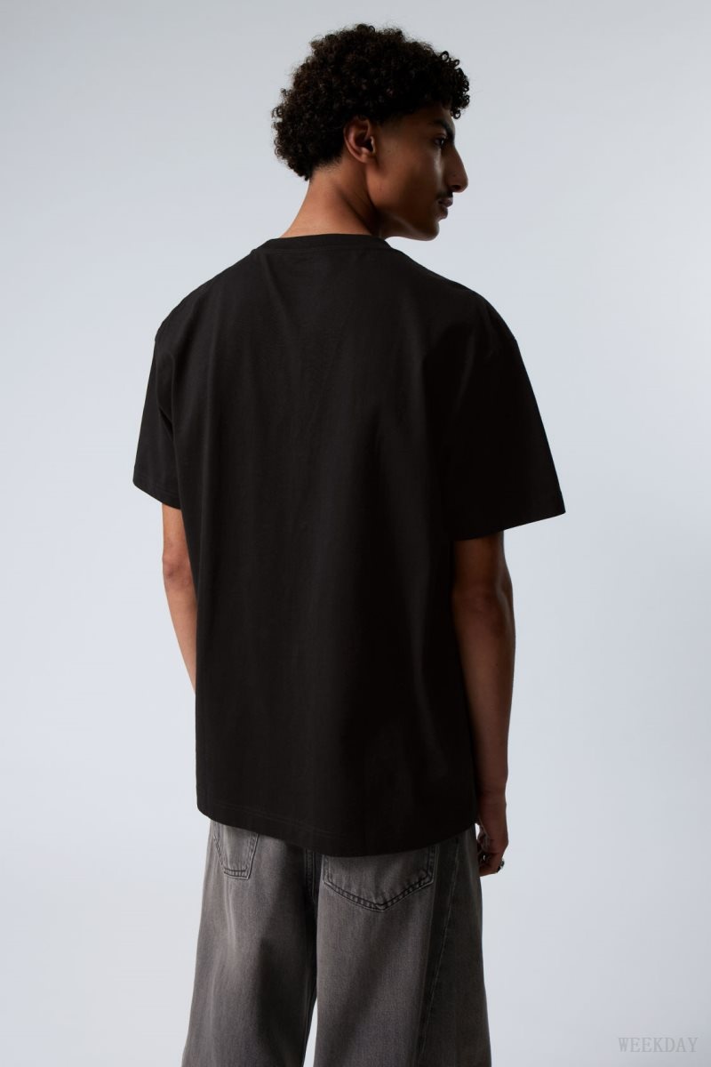 Weekday Oversized Heavyweight T-shirt Black | EFBZ0216