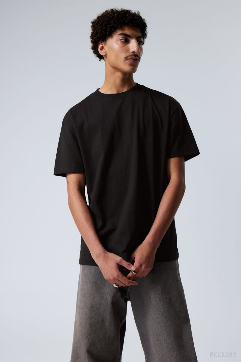 Weekday Oversized Heavyweight T-shirt Black | EFBZ0216