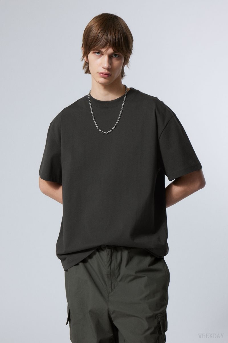 Weekday Oversized Heavyweight T-shirt Black | VCJW8337