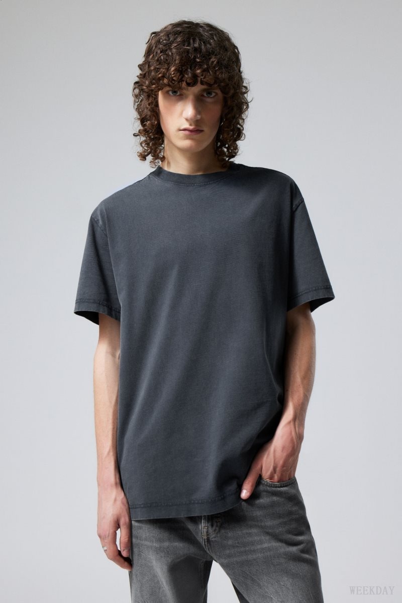 Weekday Oversized Heavyweight T-shirt Dark Blue | IASV4764