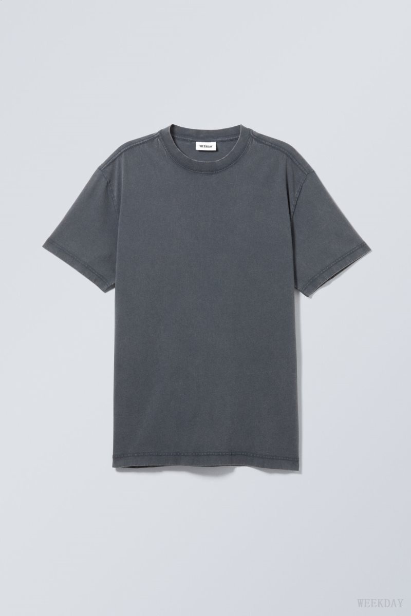 Weekday Oversized Heavyweight T-shirt Dark Blue | IASV4764