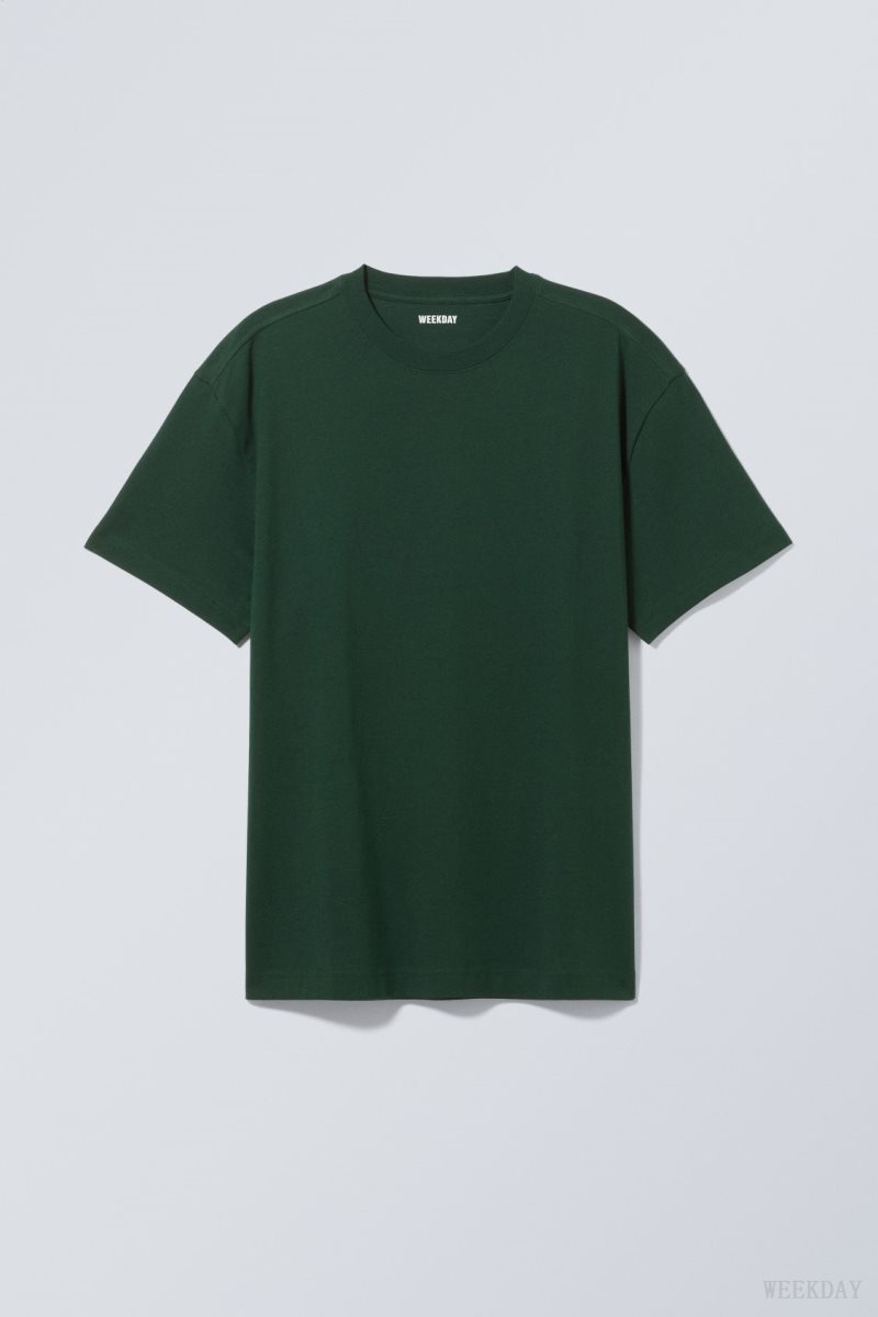 Weekday Oversized Heavyweight T-shirt Dark Green | KZPH0485