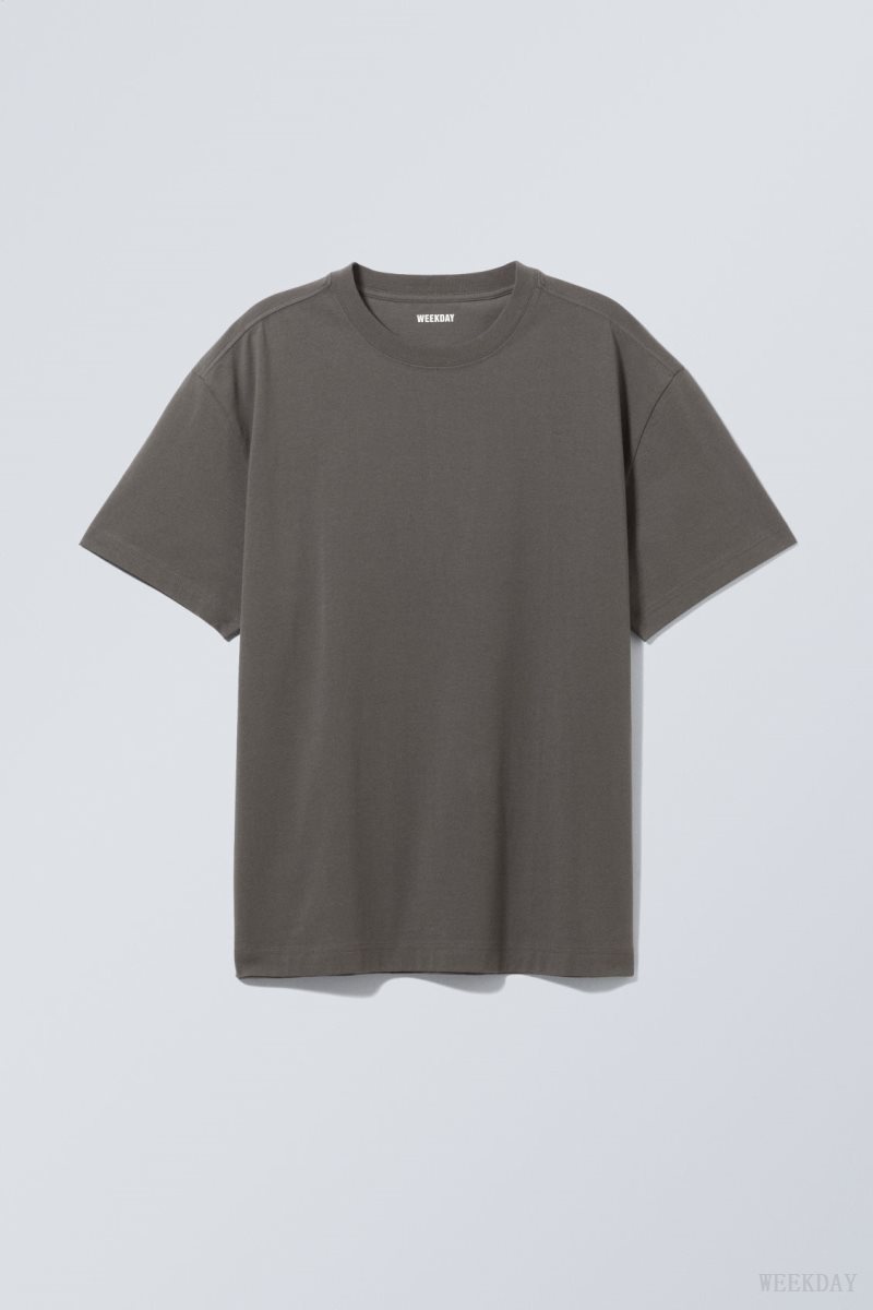 Weekday Oversized Heavyweight T-shirt Dark Grey | QRGG8603