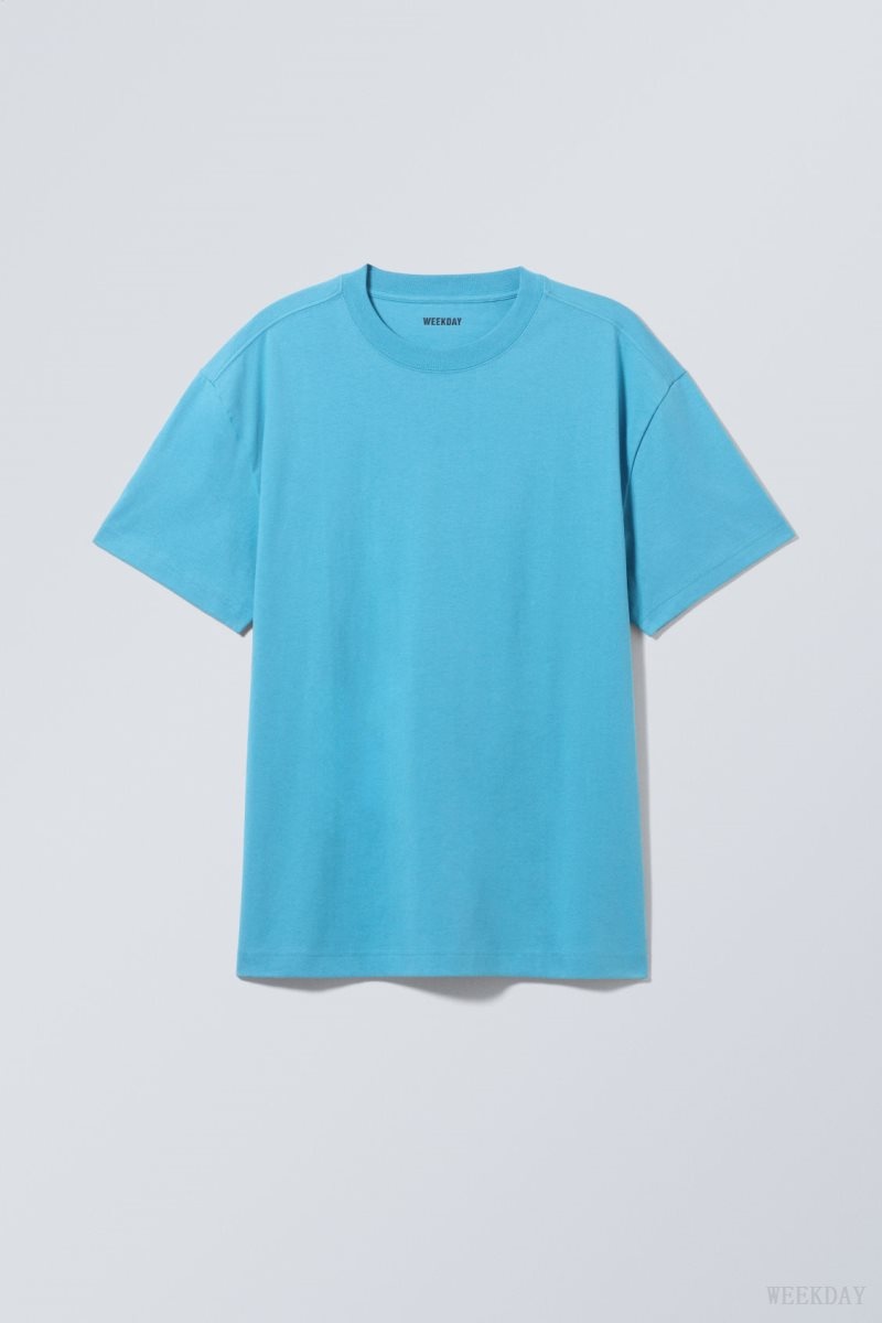 Weekday Oversized Heavyweight T-shirt Light Blue | UNYL7568