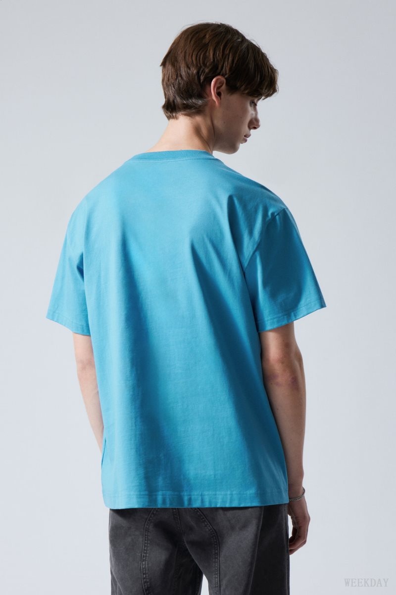 Weekday Oversized Heavyweight T-shirt Light Blue | UNYL7568