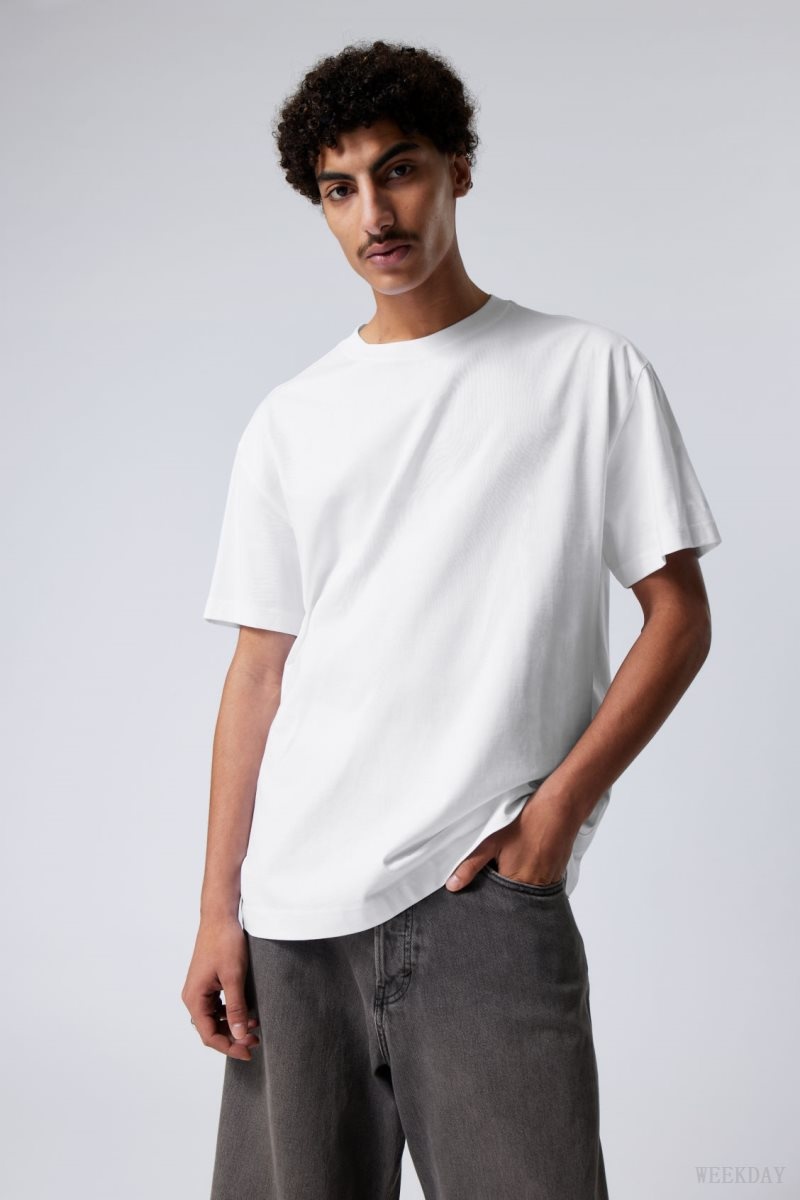 Weekday Oversized Heavyweight T-shirt White | NIGW8326