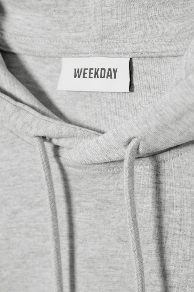 Weekday Oversized Hooded Long Sleeve Light Grey | MEAP2446