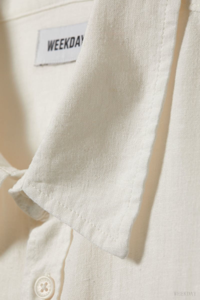 Weekday Oversized Linen Shirt White | MDTI9136