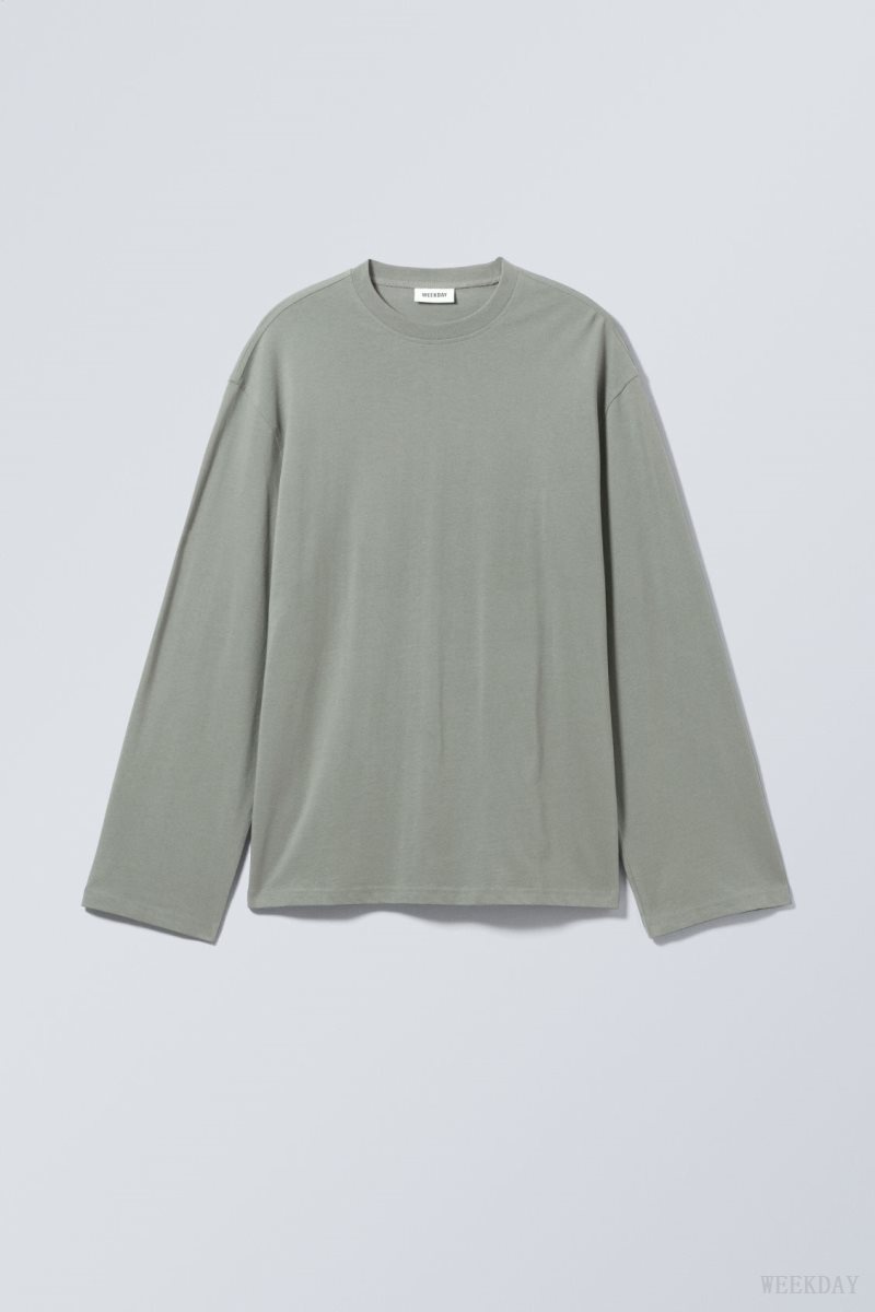 Weekday Oversized Long Sleeve T-shirt Grey | HCZM5465