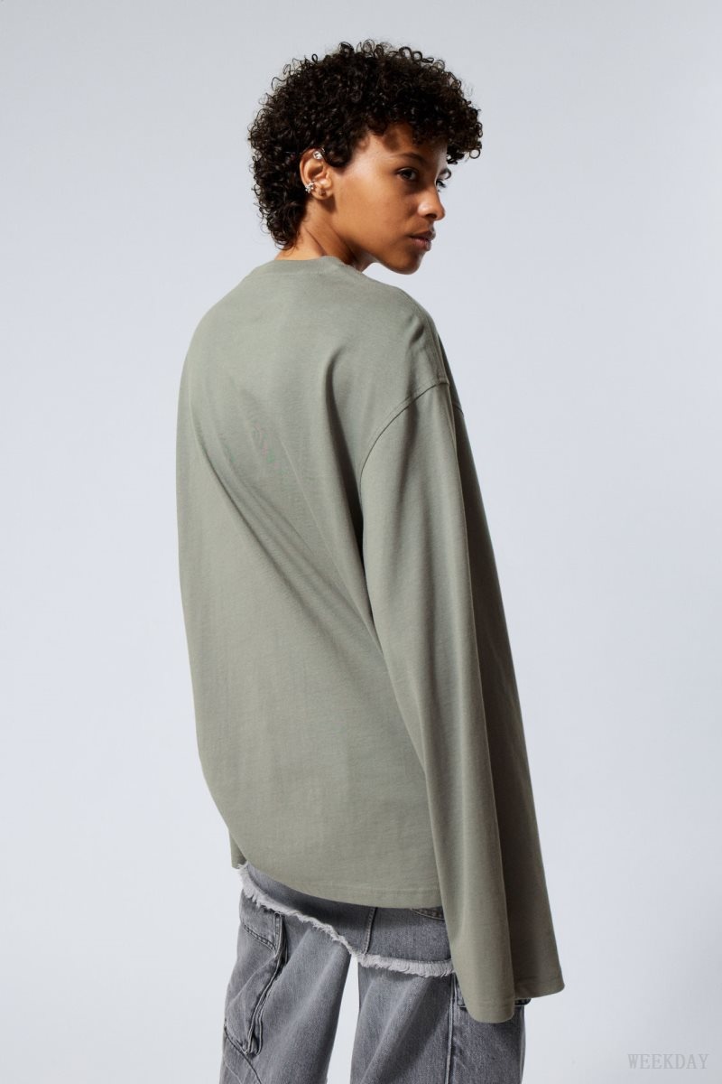 Weekday Oversized Long Sleeve T-shirt Grey | HCZM5465