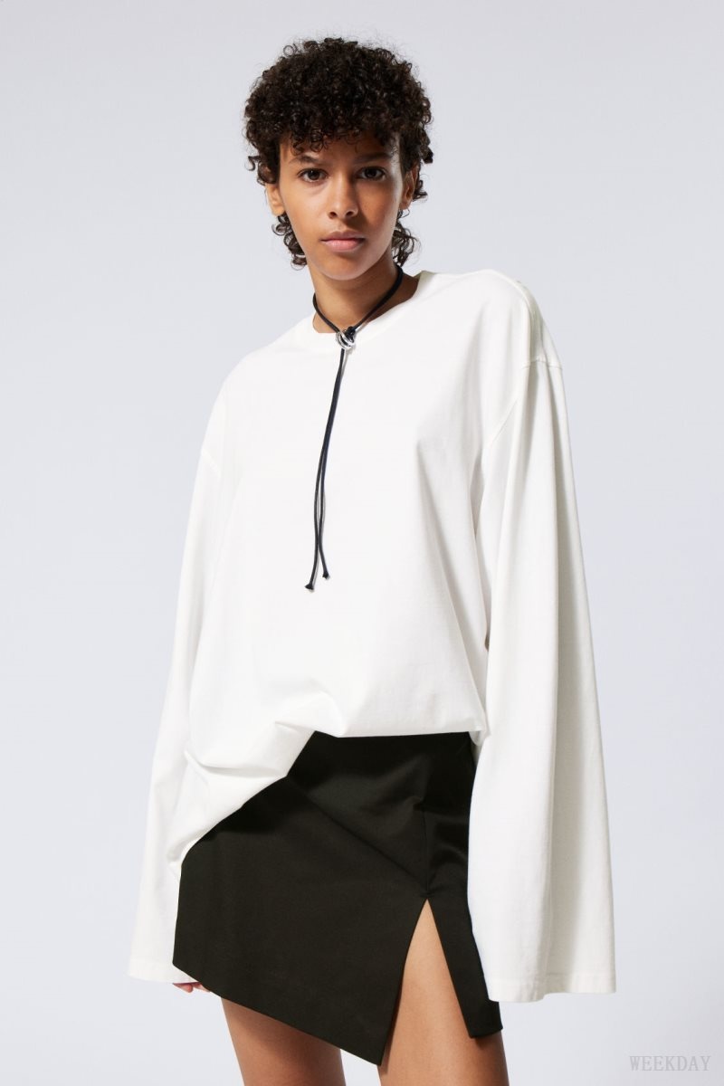 Weekday Oversized Long Sleeve T-shirt White | HVWQ9057