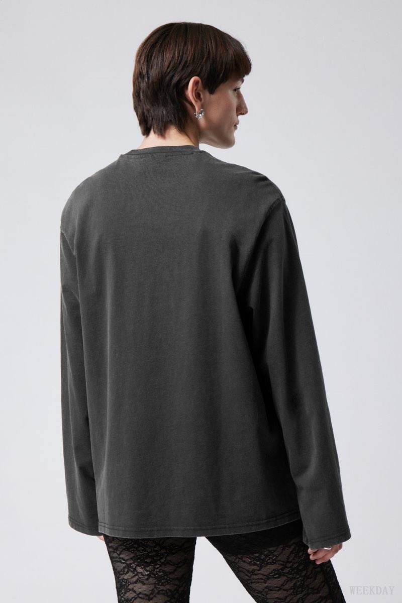 Weekday Oversized Washed Long Sleeve Top Grey | QDXN4322