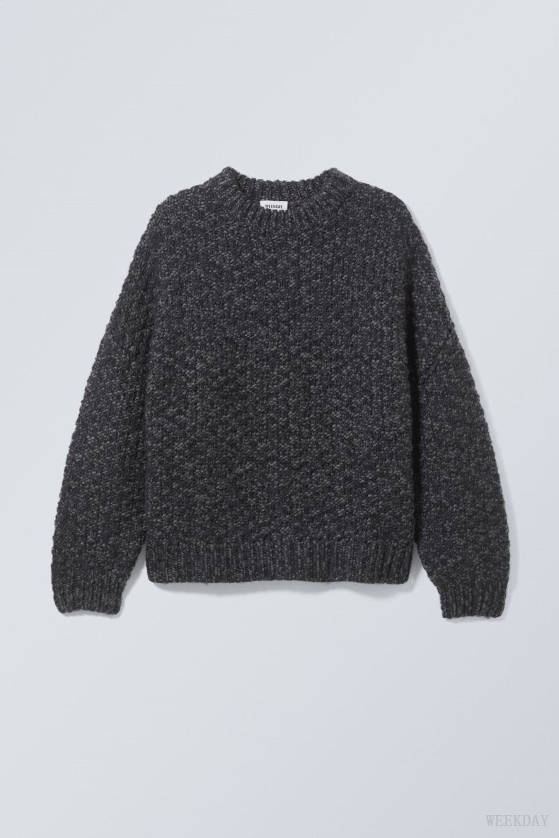 Weekday Oversized Wool Blend Sweater Black | DWXF2594