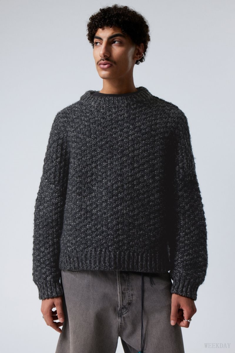 Weekday Oversized Wool Blend Sweater Black | DWXF2594