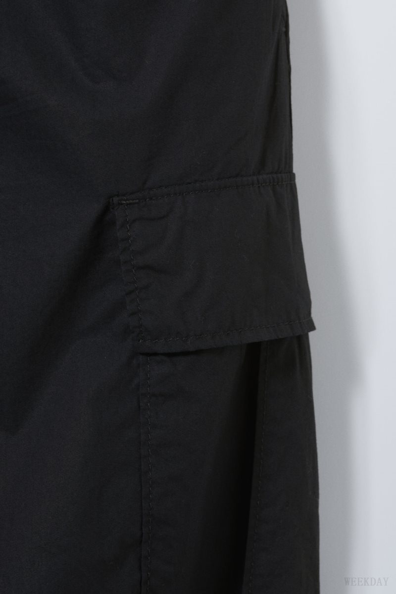 Weekday Parachute Loose Cargo Trousers Black | QQJC5020