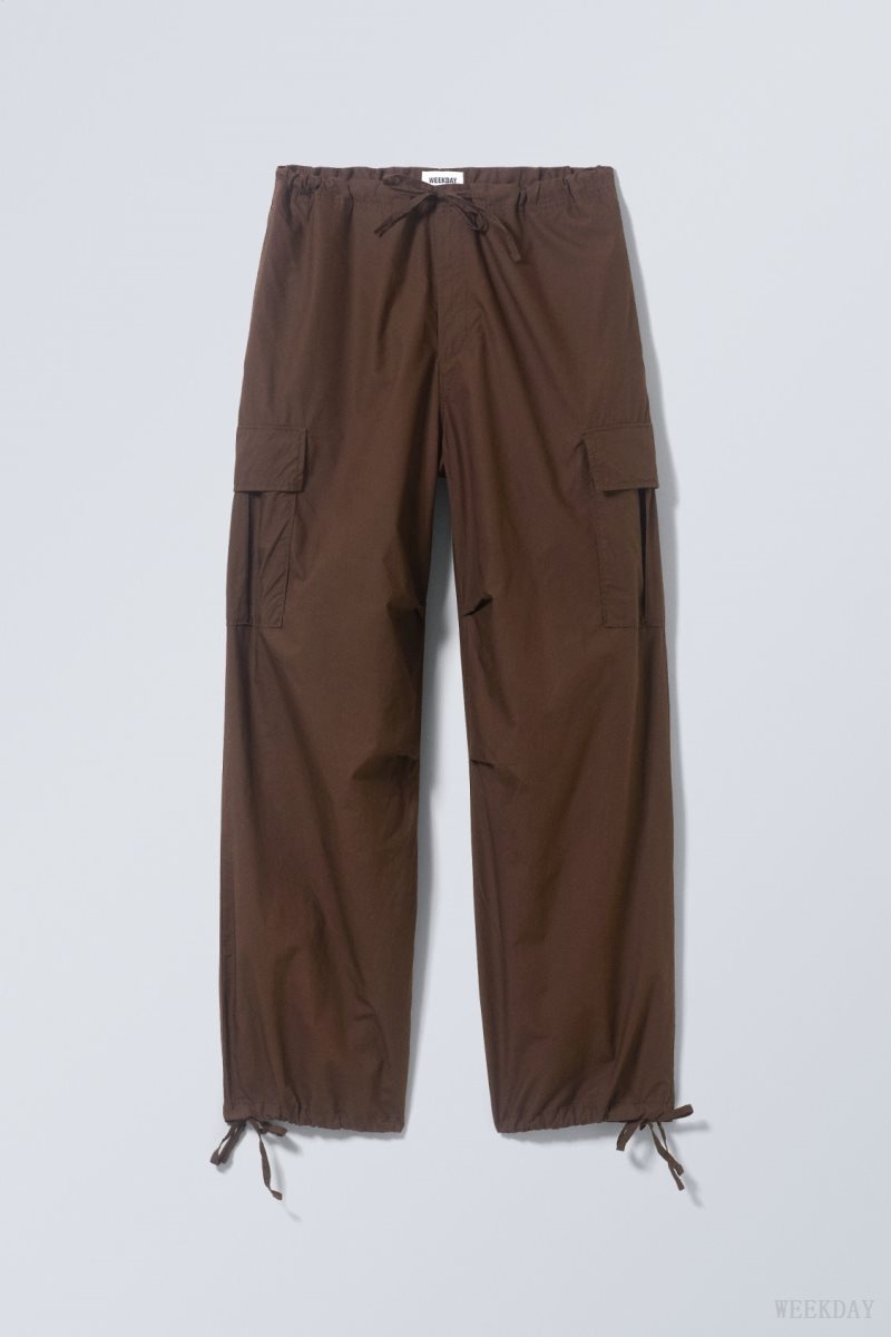 Weekday Parachute Loose Cargo Trousers Dark Brown | VQHH7141