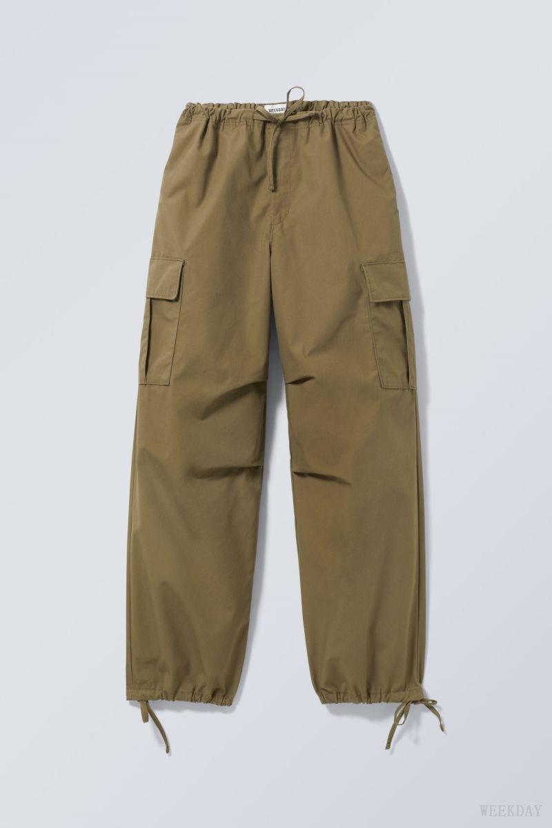 Weekday Parachute Loose Cargo Trousers Khaki | JQKC8252