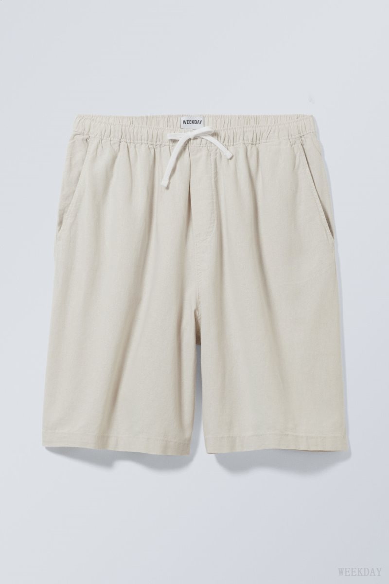 Weekday Patrik Loose Linen Shorts Beige | BWHR8649