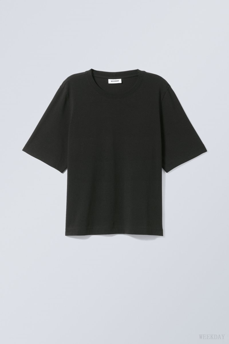 Weekday Perfect Boxy T-shirt Black | HSEQ6631