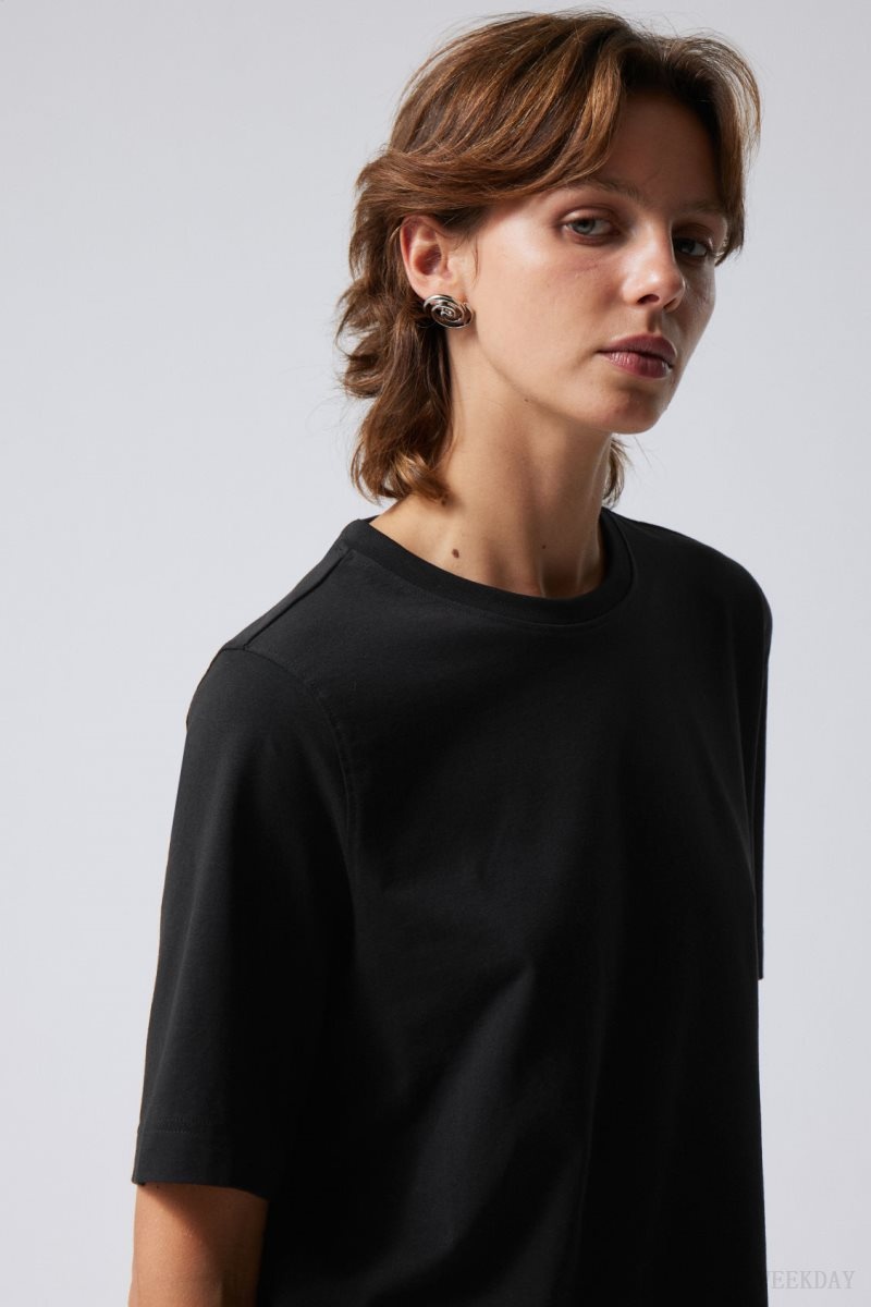 Weekday Perfect Boxy T-shirt Black | HSEQ6631