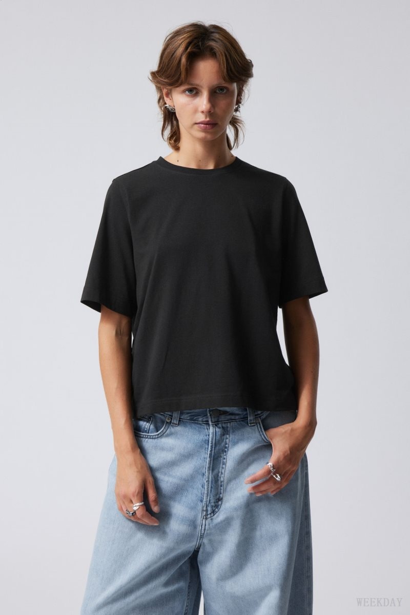 Weekday Perfect Boxy T-shirt Black | HSEQ6631