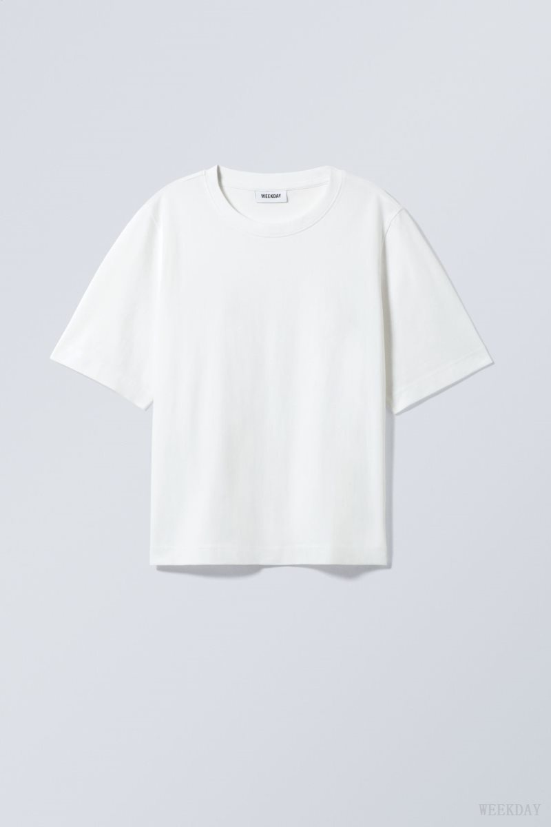 Weekday Perfect Boxy T-shirt White | TJNR6806