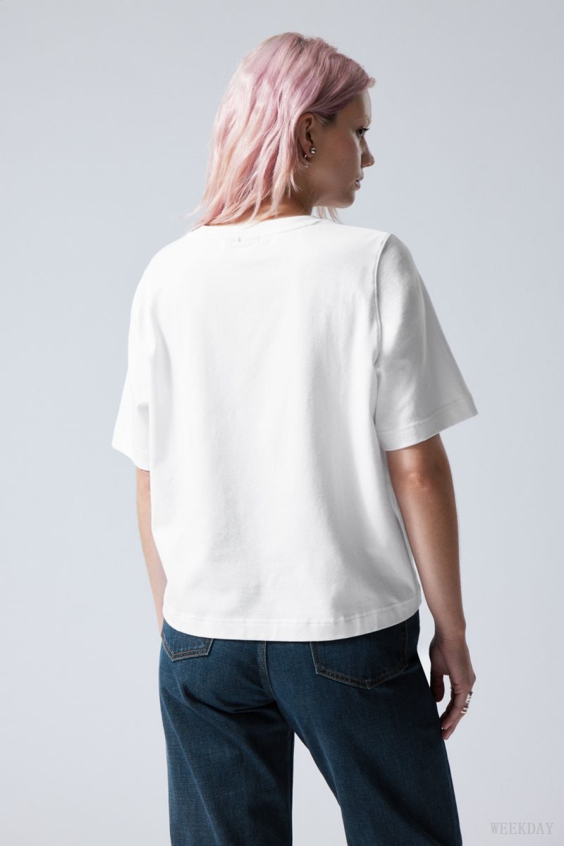 Weekday Perfect Boxy T-shirt White | TJNR6806