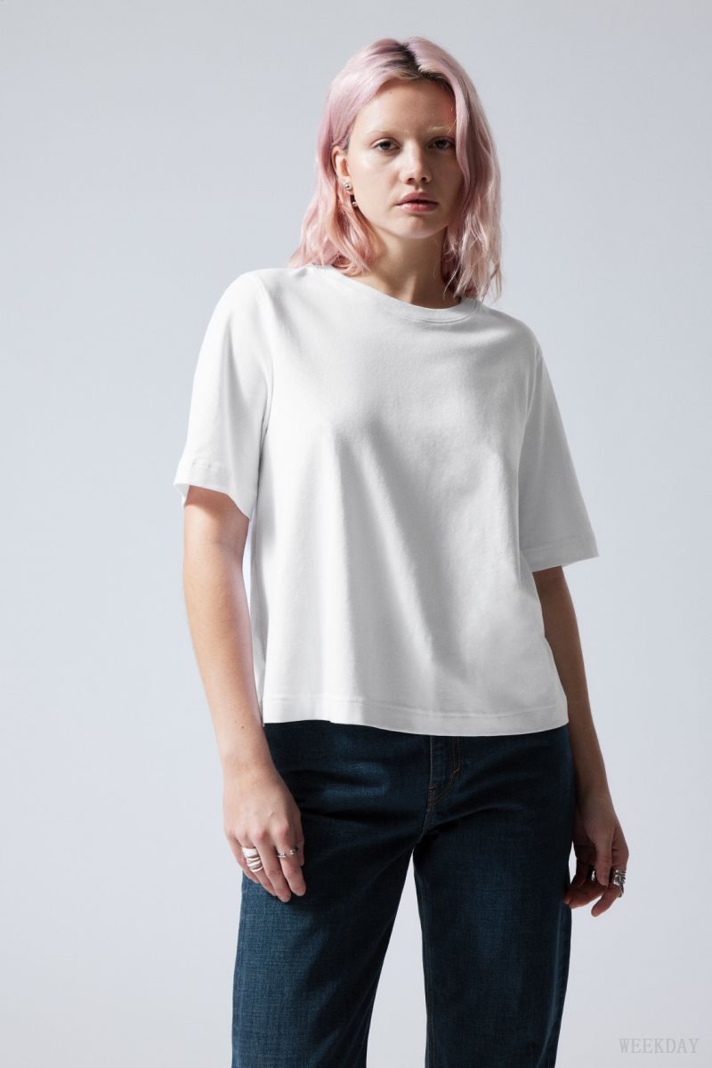 Weekday Perfect Boxy T-shirt White | TJNR6806