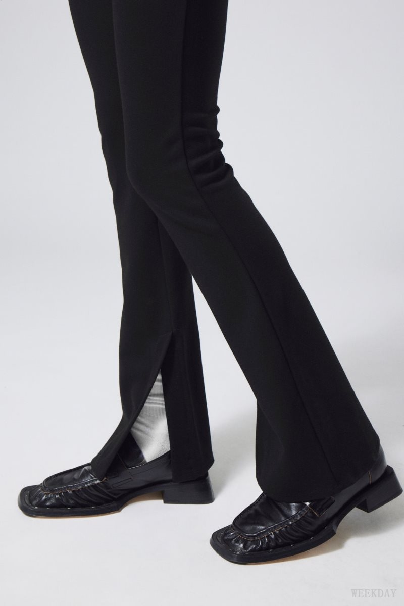 Weekday Philo Flared Jersey Trousers Black | HWXU5124