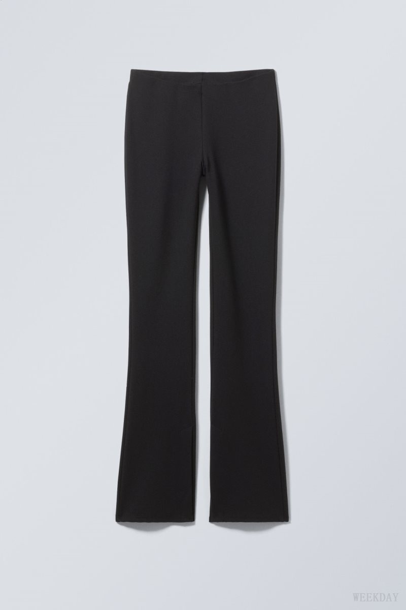 Weekday Philo Flared Jersey Trousers Black | HWXU5124