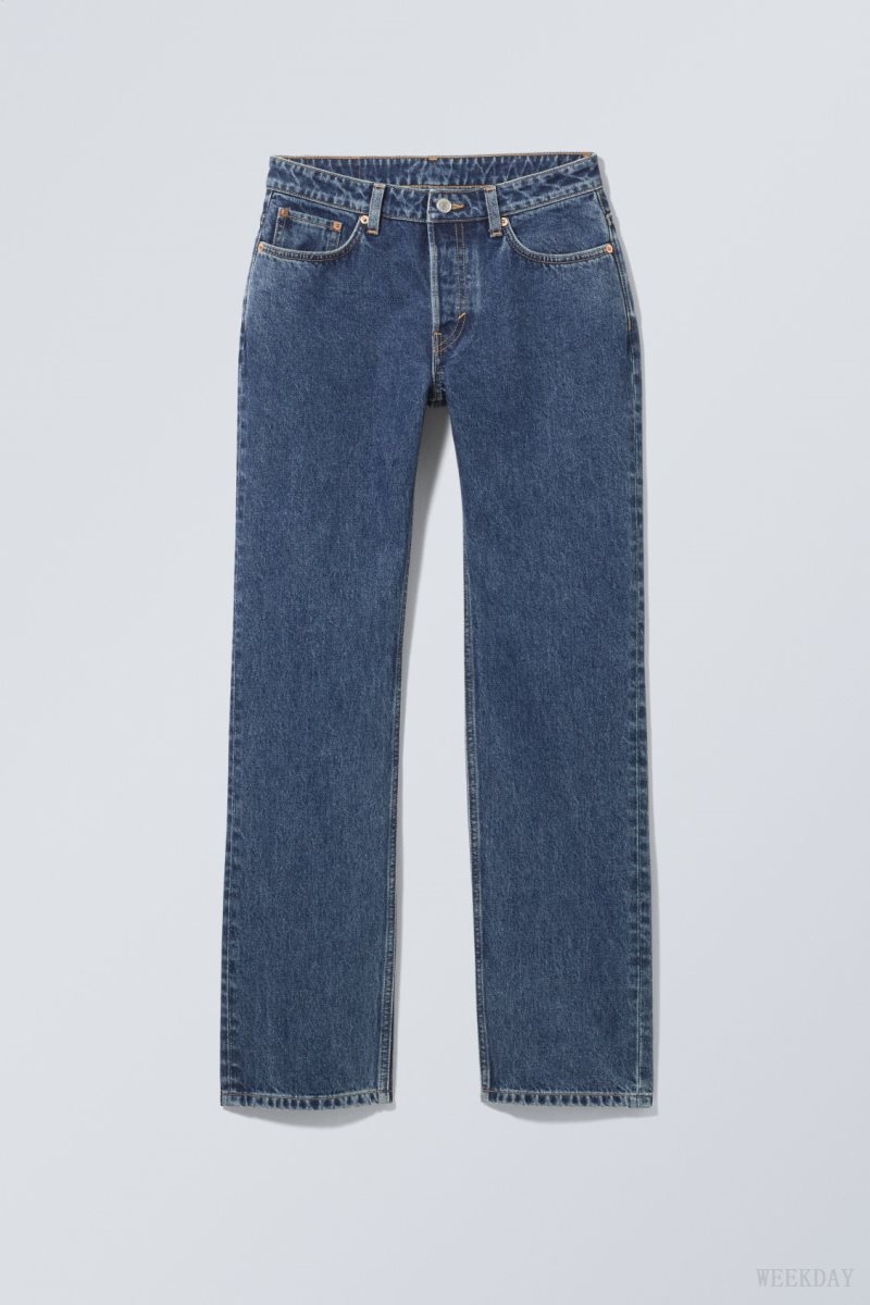 Weekday Pin Mid Straight Jeans Blue | GKEN8781