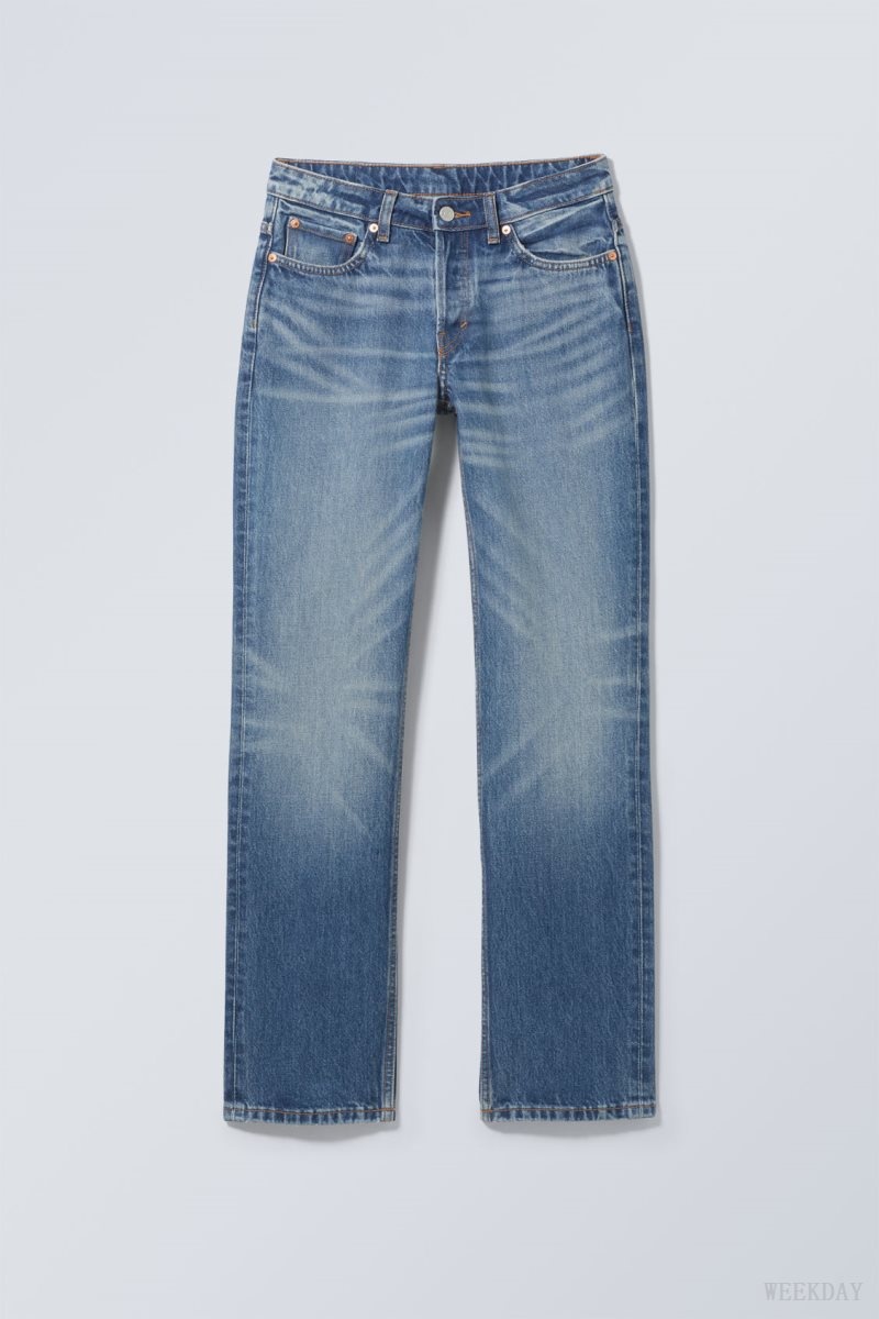 Weekday Pin Mid Straight Jeans Blue | HHNV8514