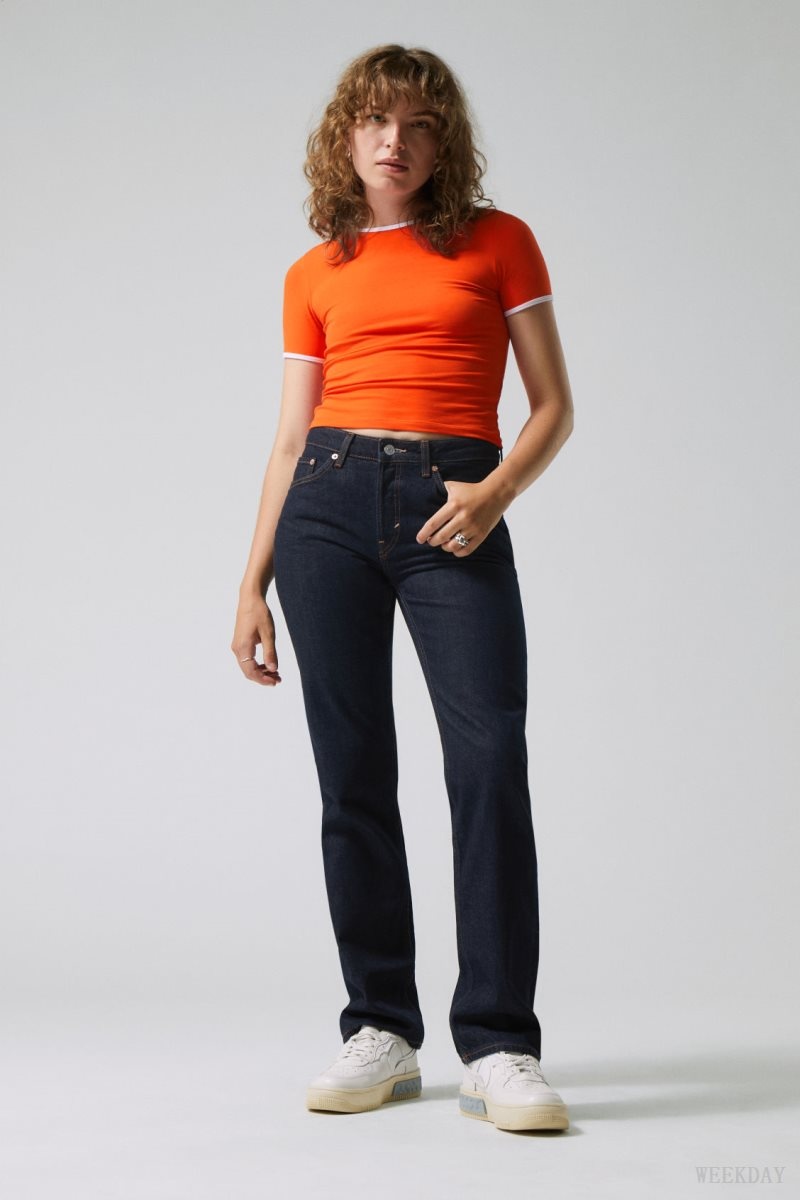 Weekday Pin Mid Straight Jeans Blue | MQAV6003