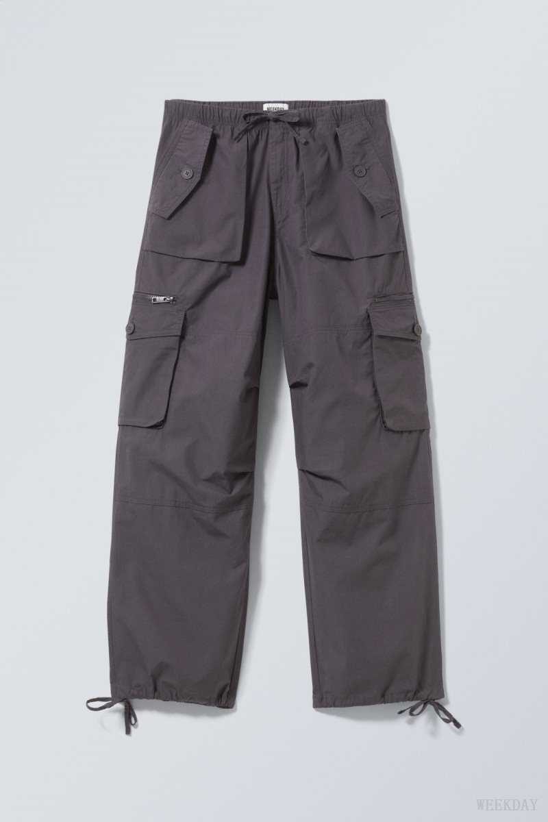 Weekday Piper Loose Cargo Trousers Dark Grey | CUZE9477