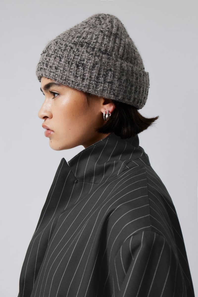 Weekday Popcorn Beanie Dark Mole Melange | JXCI2188