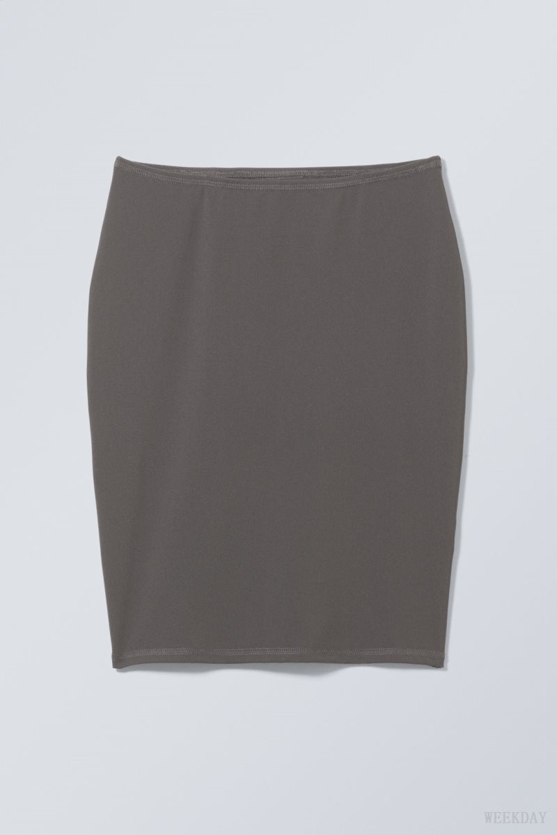 Weekday Rachel Tube Midi Skirt Dark Grey | HDUS6123